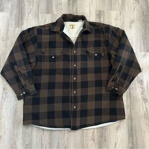 Red Head Sherpa lined flannel shirt jacket Men 2XL Hunting Fishing Outdoor Brown